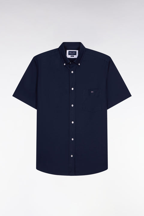 Chemise à manches courtes en piqué coton marine - Image 2