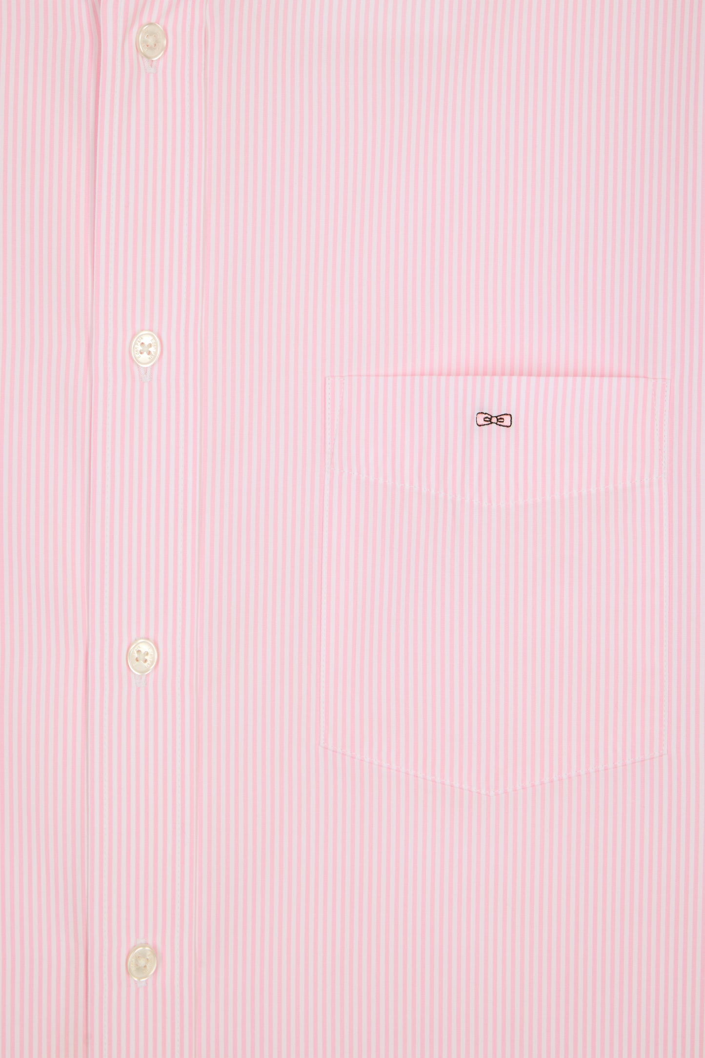 Short-sleeved cotton shirt with pink stick stripes