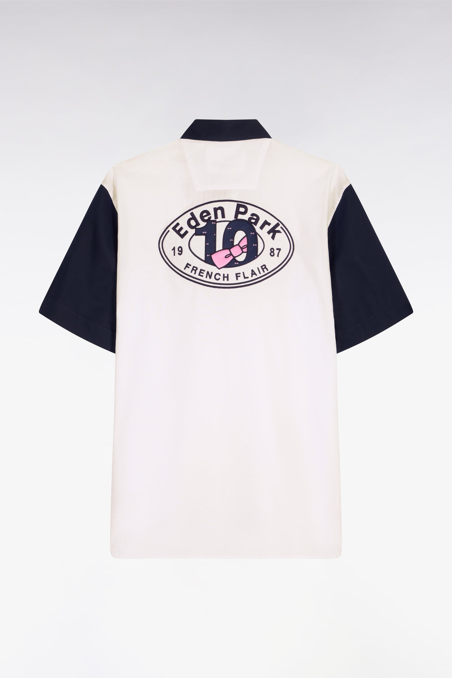 Chemise à manches courtes en coton blanc broderie dos