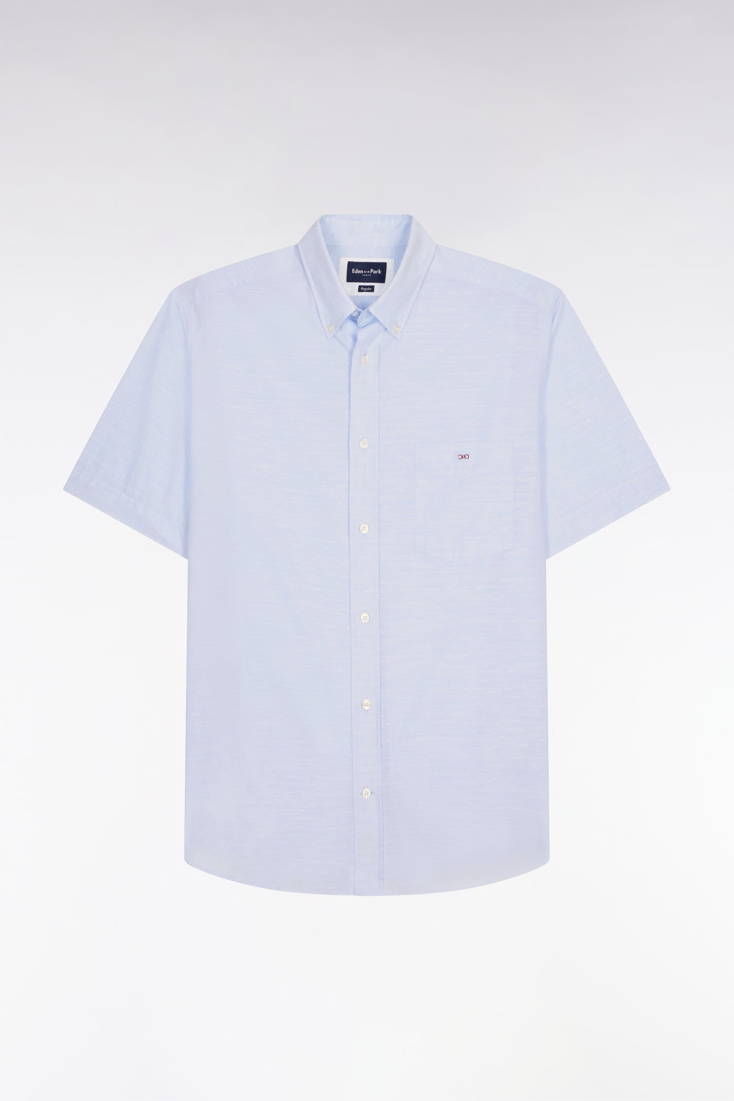 Chemise à manches courtes en coton jacquard ciel