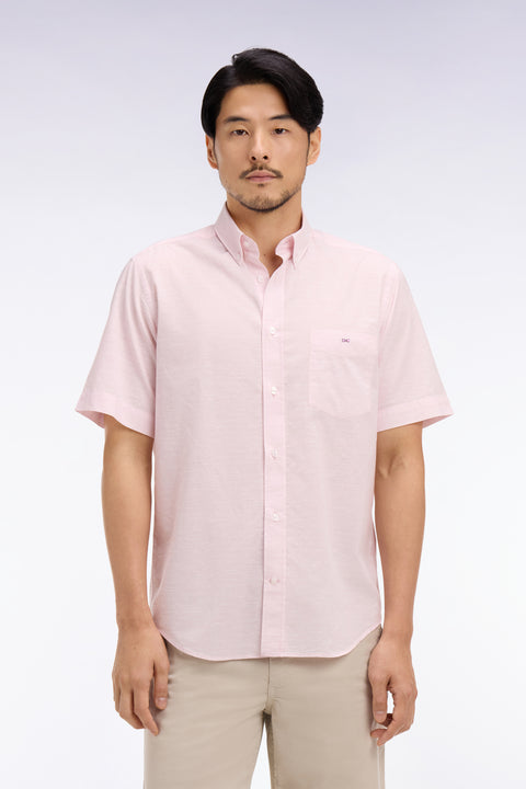 Chemise à manches courtes en coton jacquard rose - Image 3