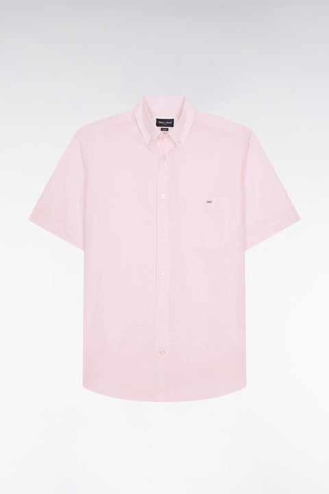 Chemise à manches courtes en coton jacquard rose - Image 2