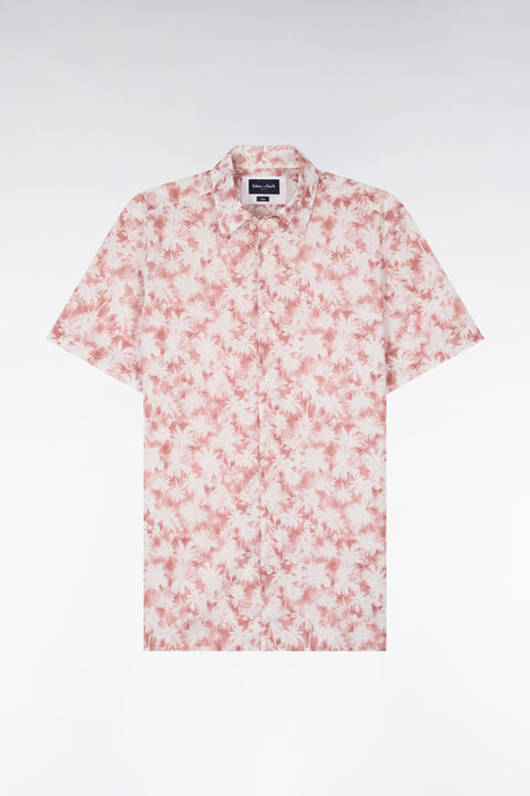 Chemise à manches courtes en popeline de coton à motif floral bordeaux coupe slim - Image 2