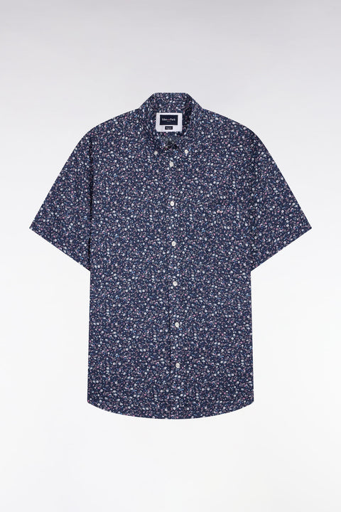 Chemise à manches courtes en popeline de coton à imprimé floral marine - Image 2