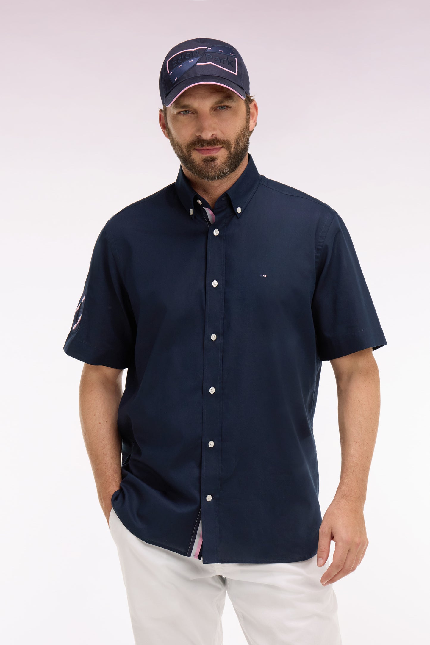 Chemise à manches courtes en coton marine XV de France