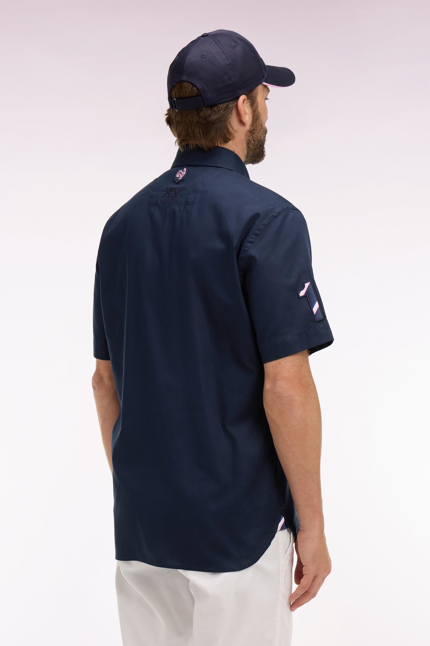 Chemise à manches courtes en coton marine XV de France