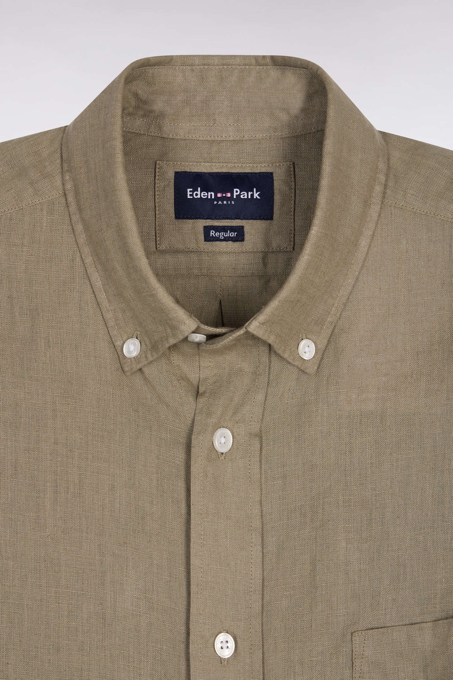 Chemise à manches courtes en lin marron