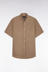 Chemise à manches courtes en lin kaki