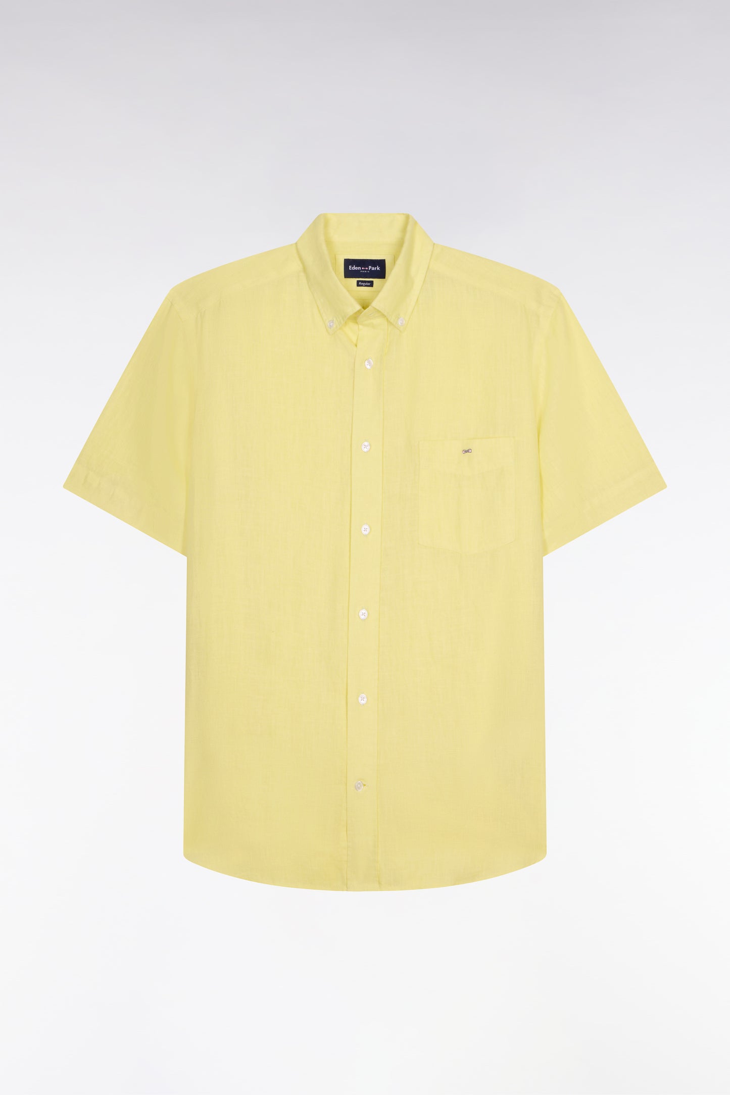 Chemise à manches courtes en lin jaune