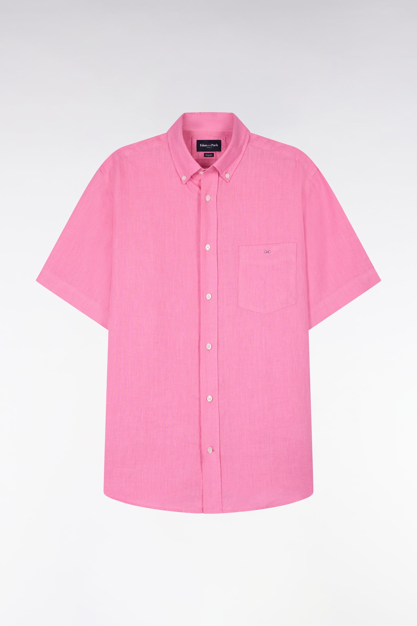 Chemise à manches courtes en lin rose