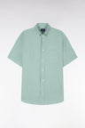 Chemise à manches courtes en lin vert d'eau