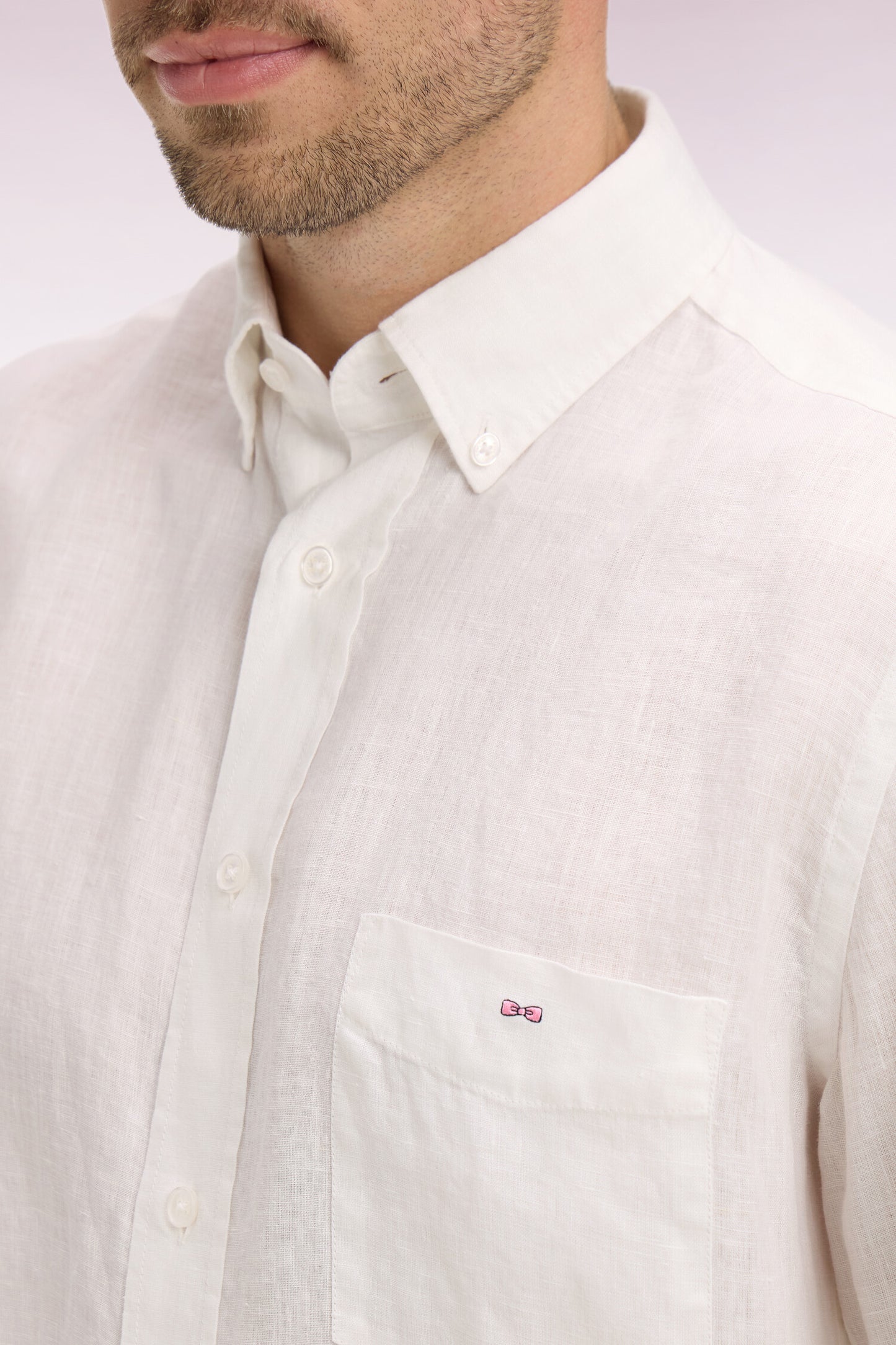 Chemise droite en lin blanc