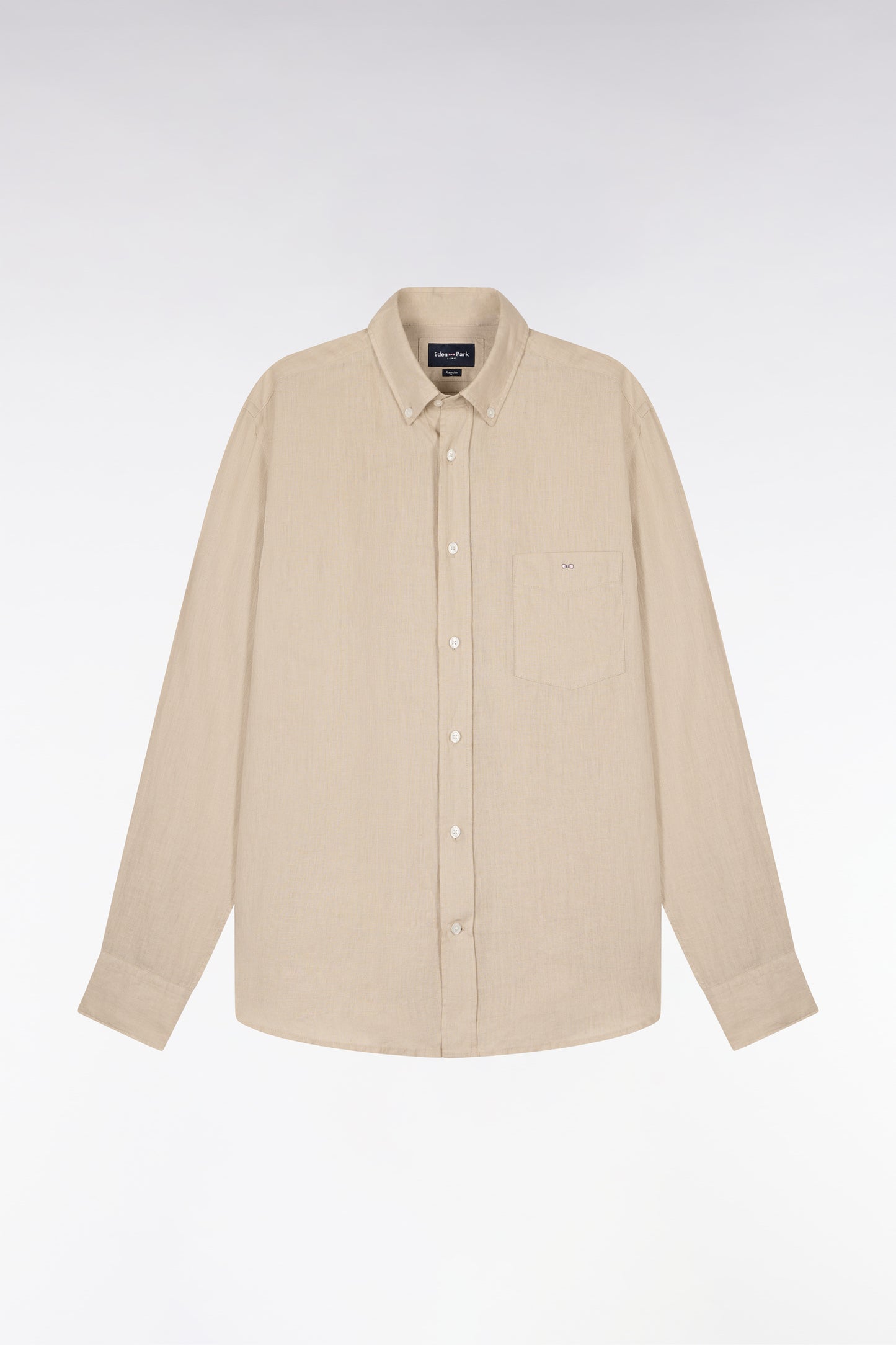 Chemise droite en lin beige
