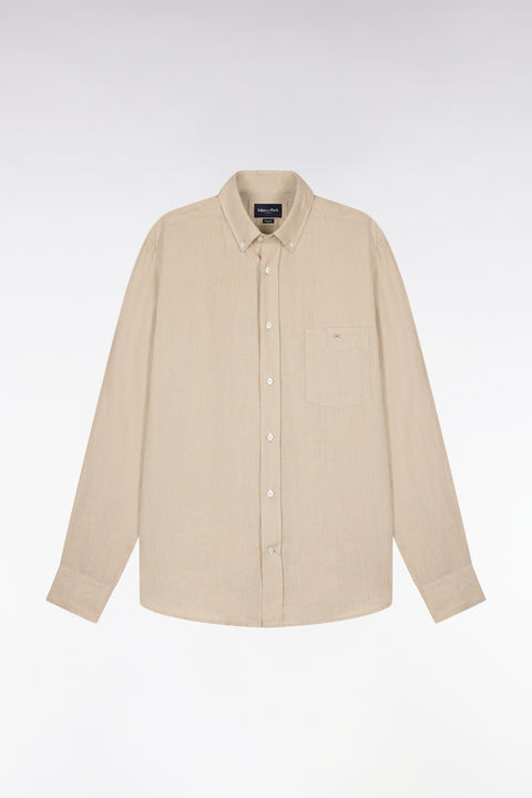 Chemise droite en lin beige - Image 2
