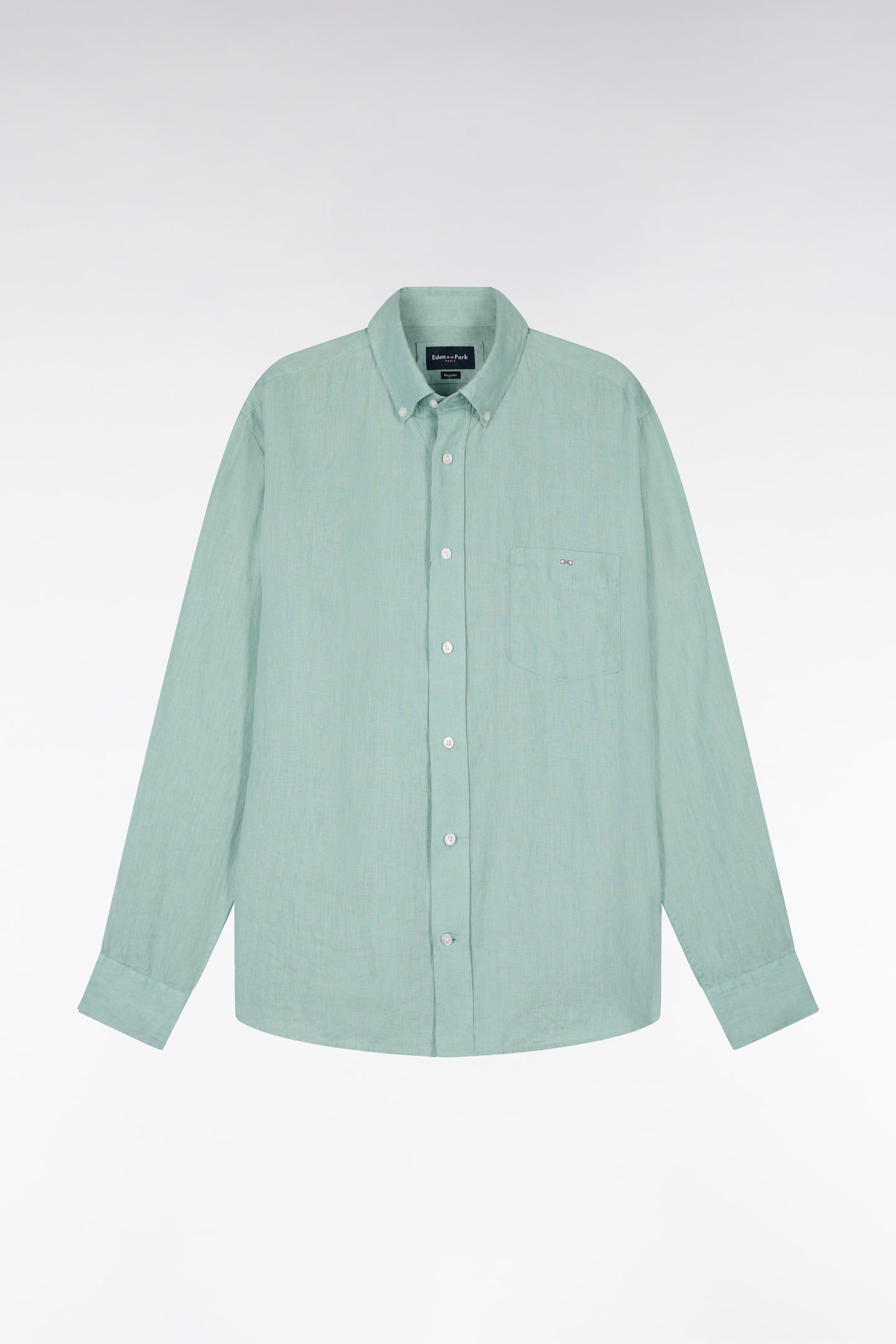 Chemise droite en lin vert d'eau