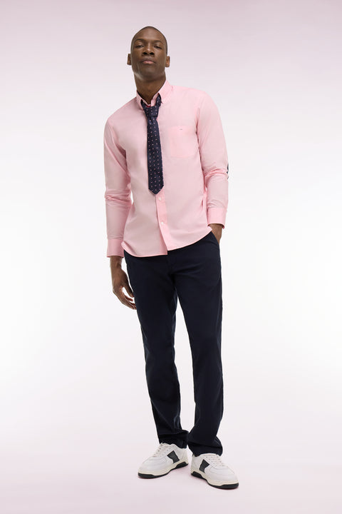 Chemise en coton rose à coudières imprimées - Image 1