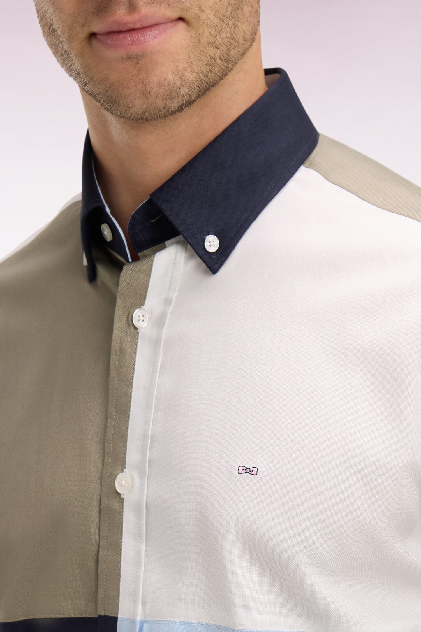 Colorblock sky cotton shirt