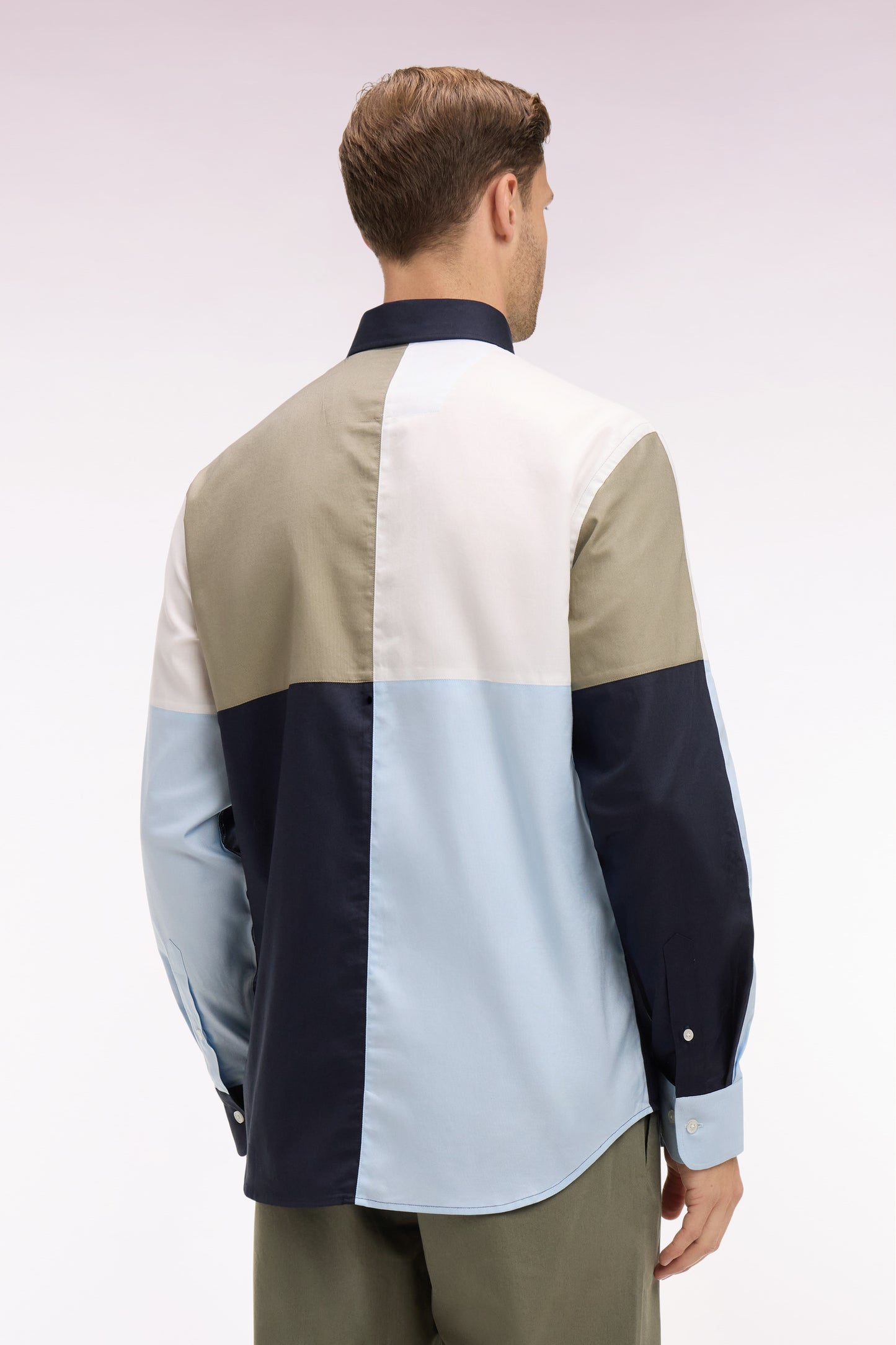 Colorblock sky cotton shirt