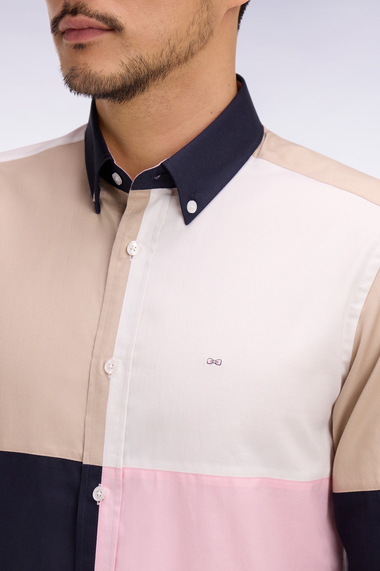 Pink Colorblock Cotton Shirt