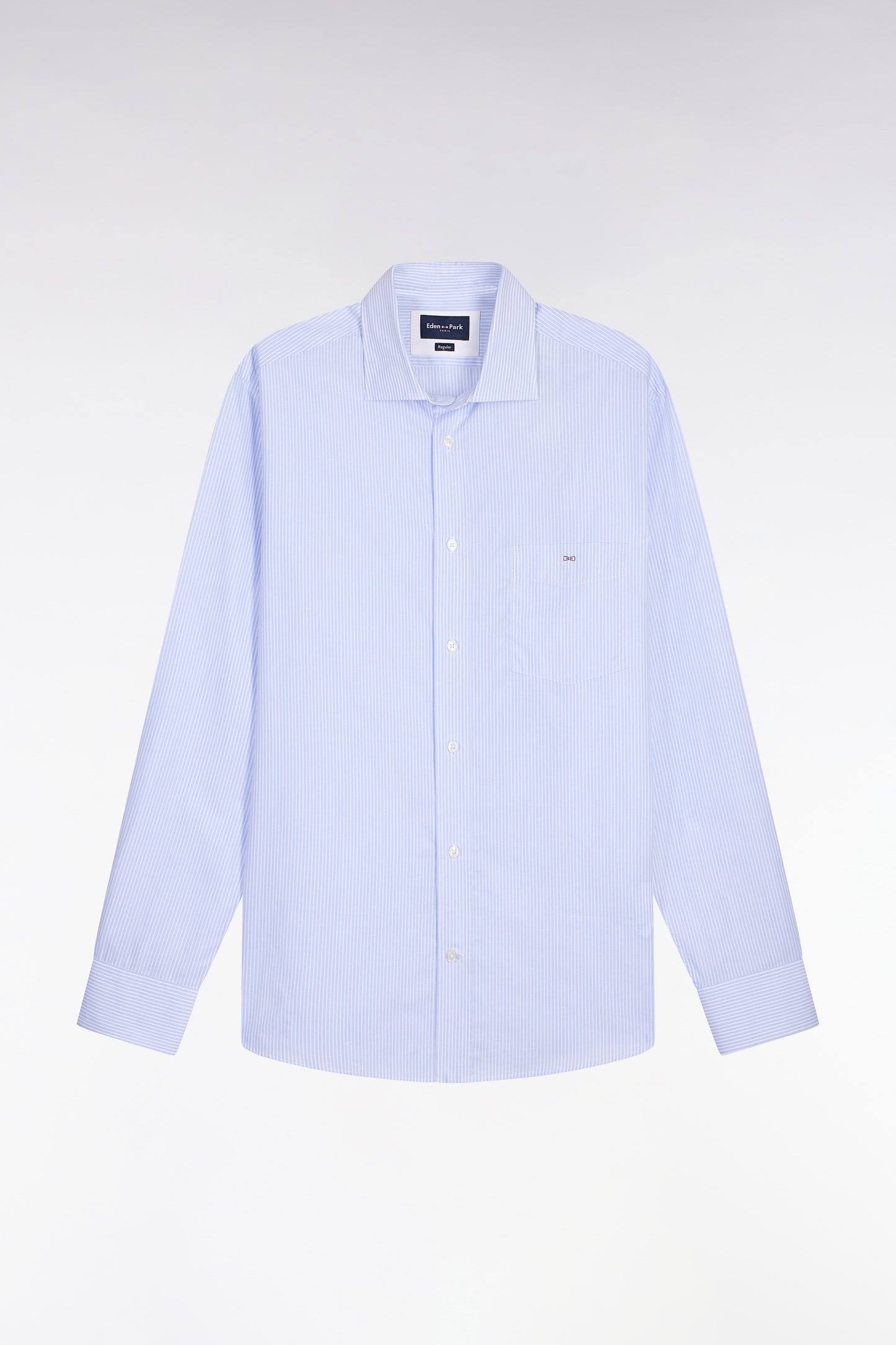 Chemise en coton dobby à rayures ciel coupe regular