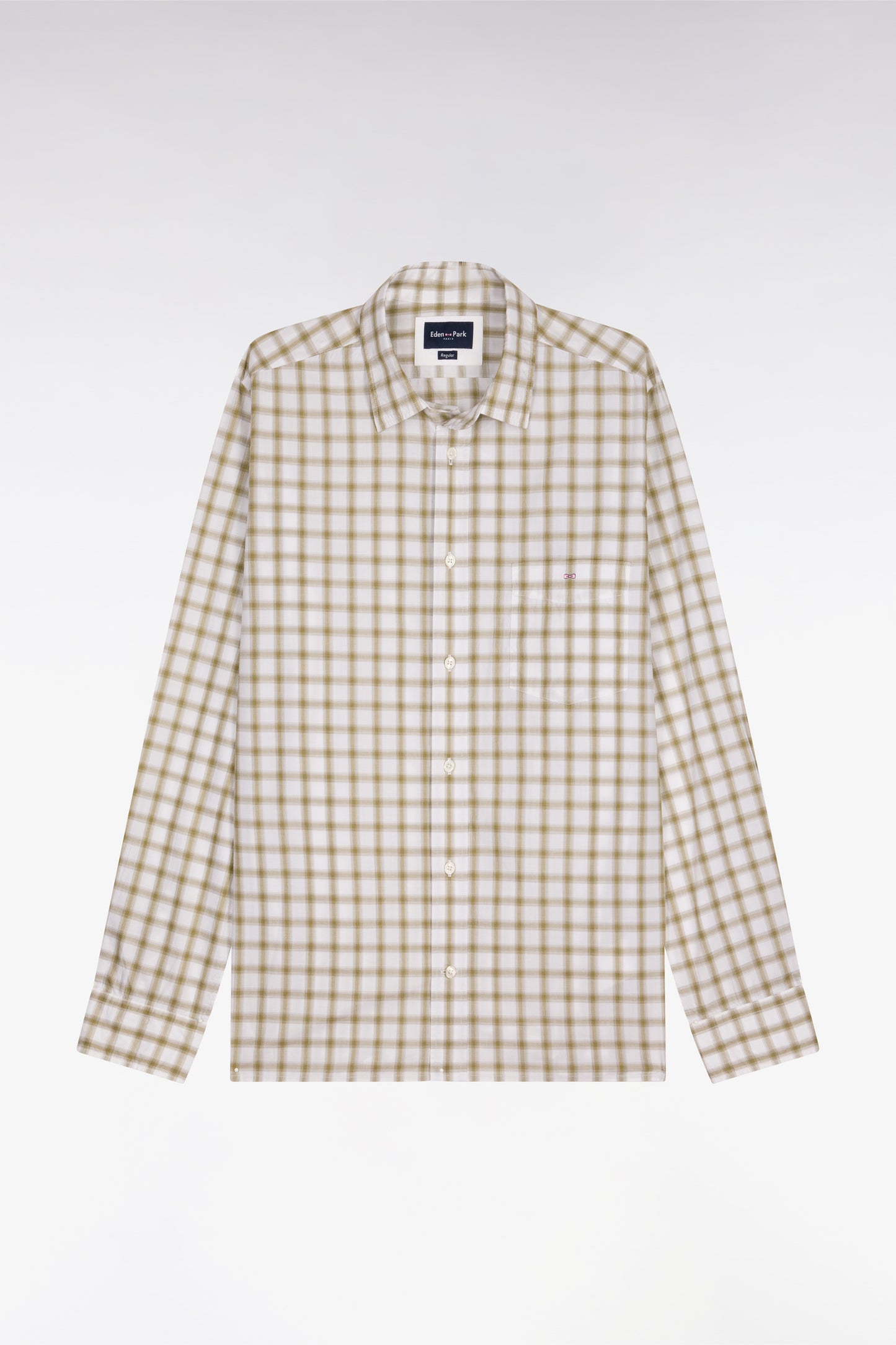 Chemise en coton à carreaux kaki