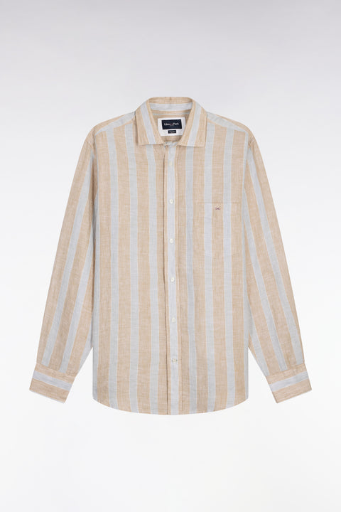 Chemise en lin gris clair à rayures bâtons - Image 2