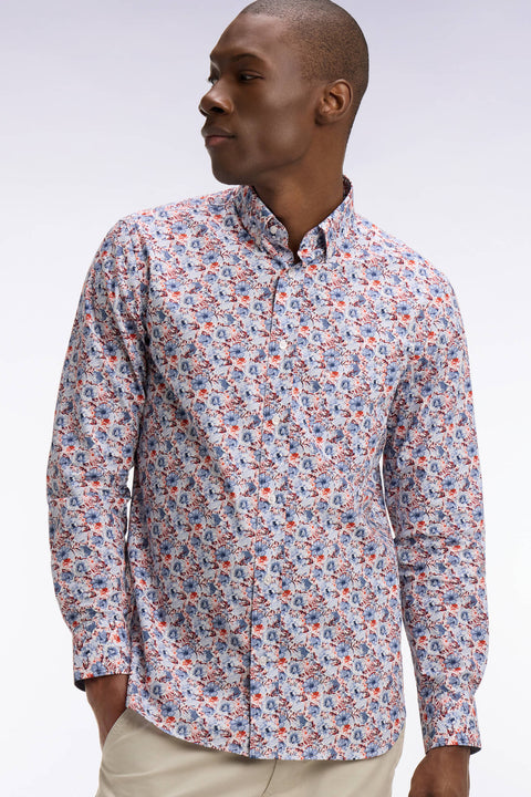 Chemise en popeline de coton multicolore à motif floral - Image 1