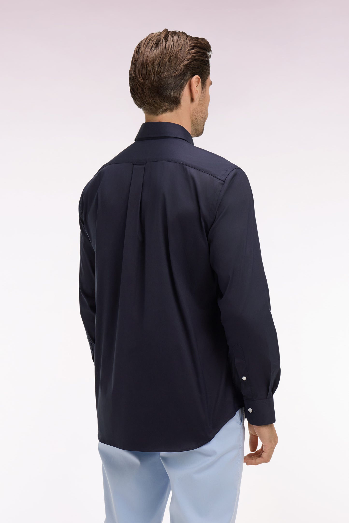 Chemise en coton mélangé marine coupe regular