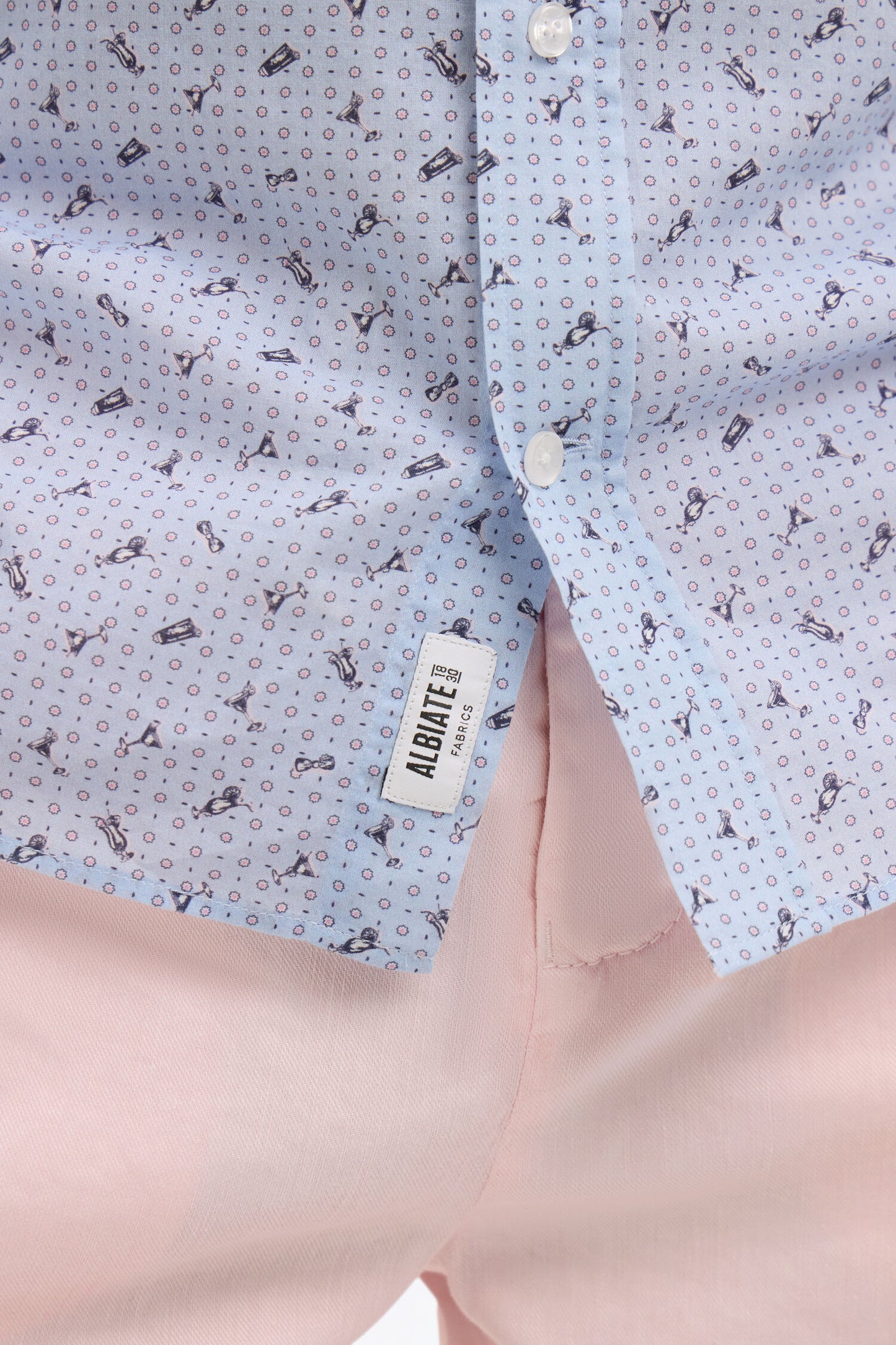 Slim-fit sky blue micro-patterned cotton poplin shirt