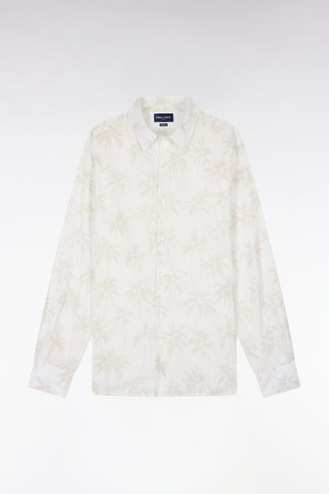 Chemise en coton blanche imprimé palmier beige coupe regular - Image 2