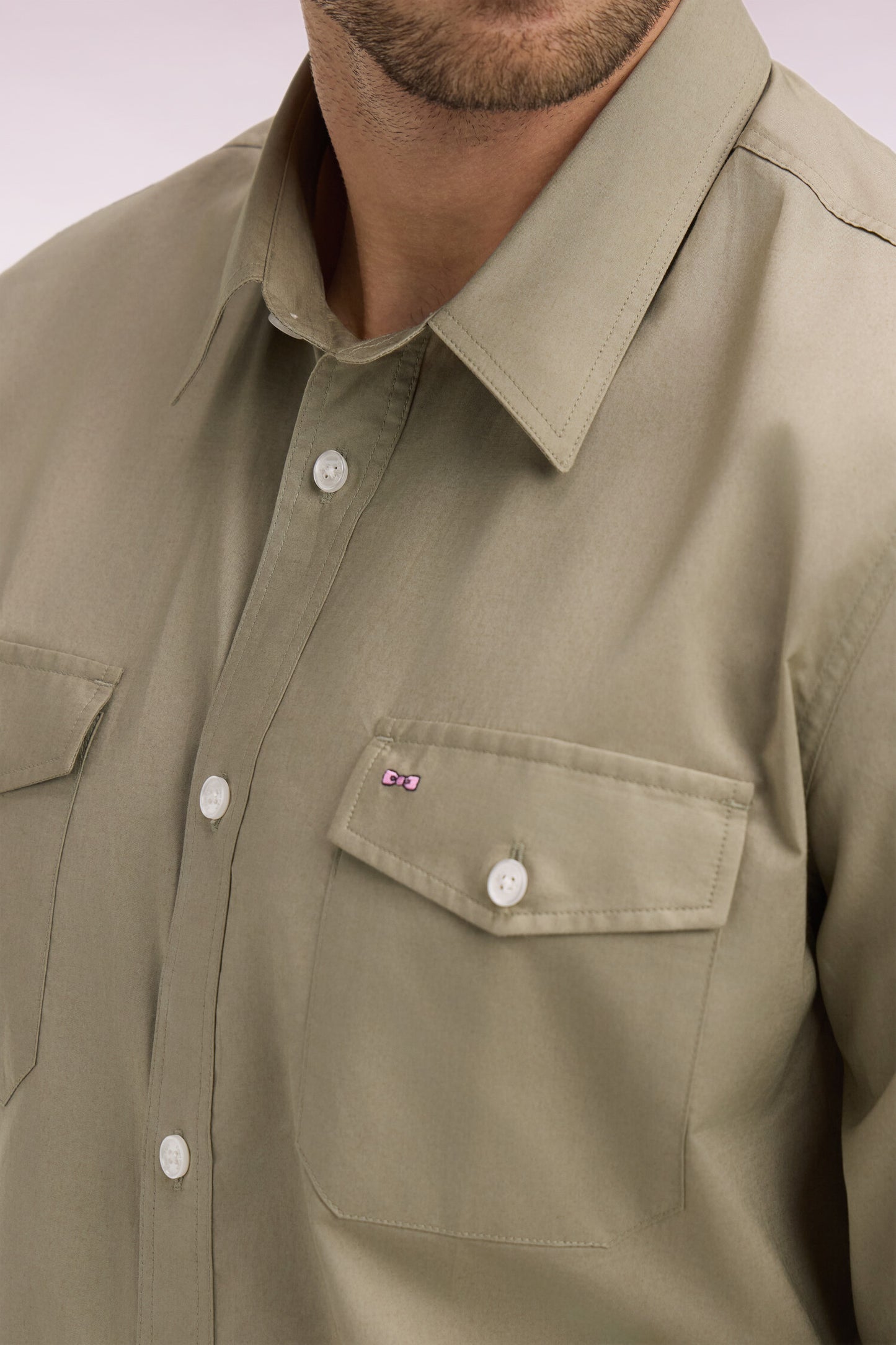 Chemise en popeline de coton Pima kaki coupe regular