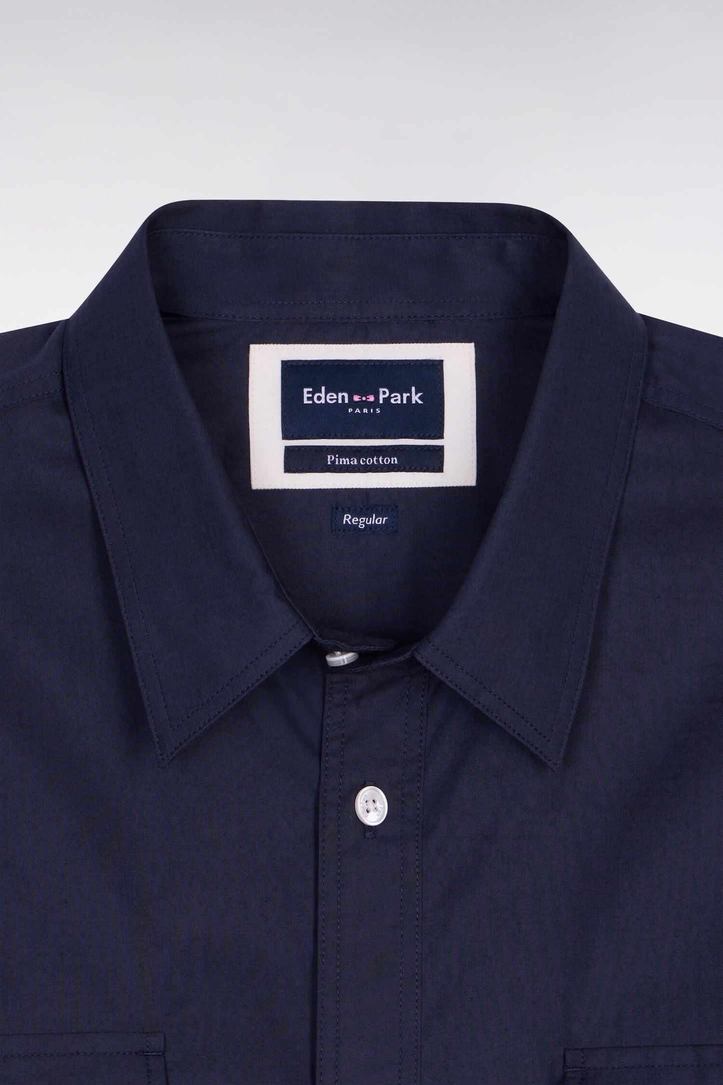 Chemise en popeline de coton Pima marine coupe regular