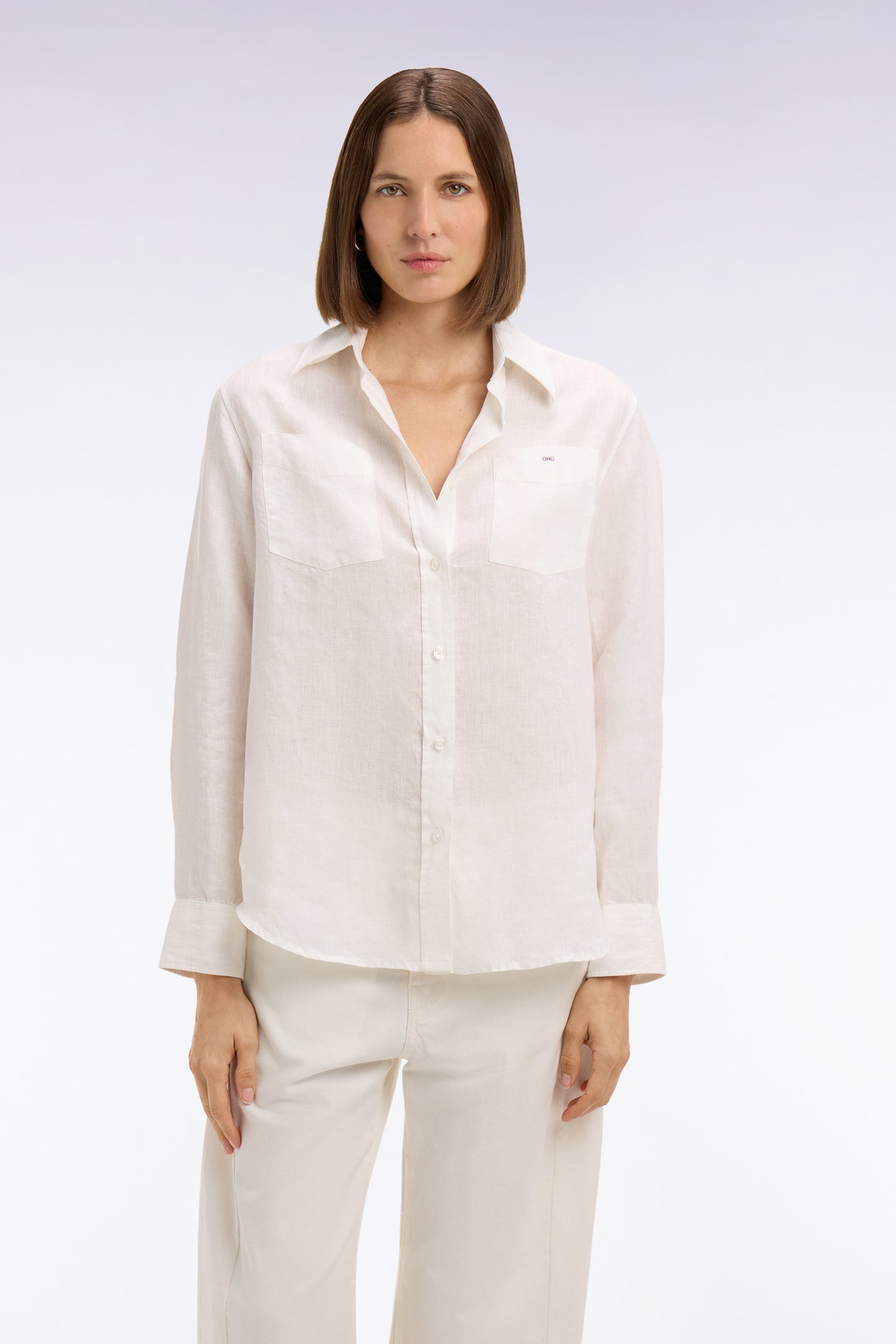 White linen shirt with patch pockets