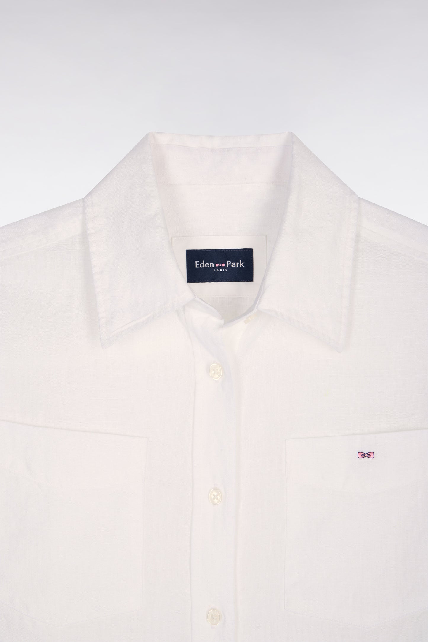 White linen shirt with patch pockets