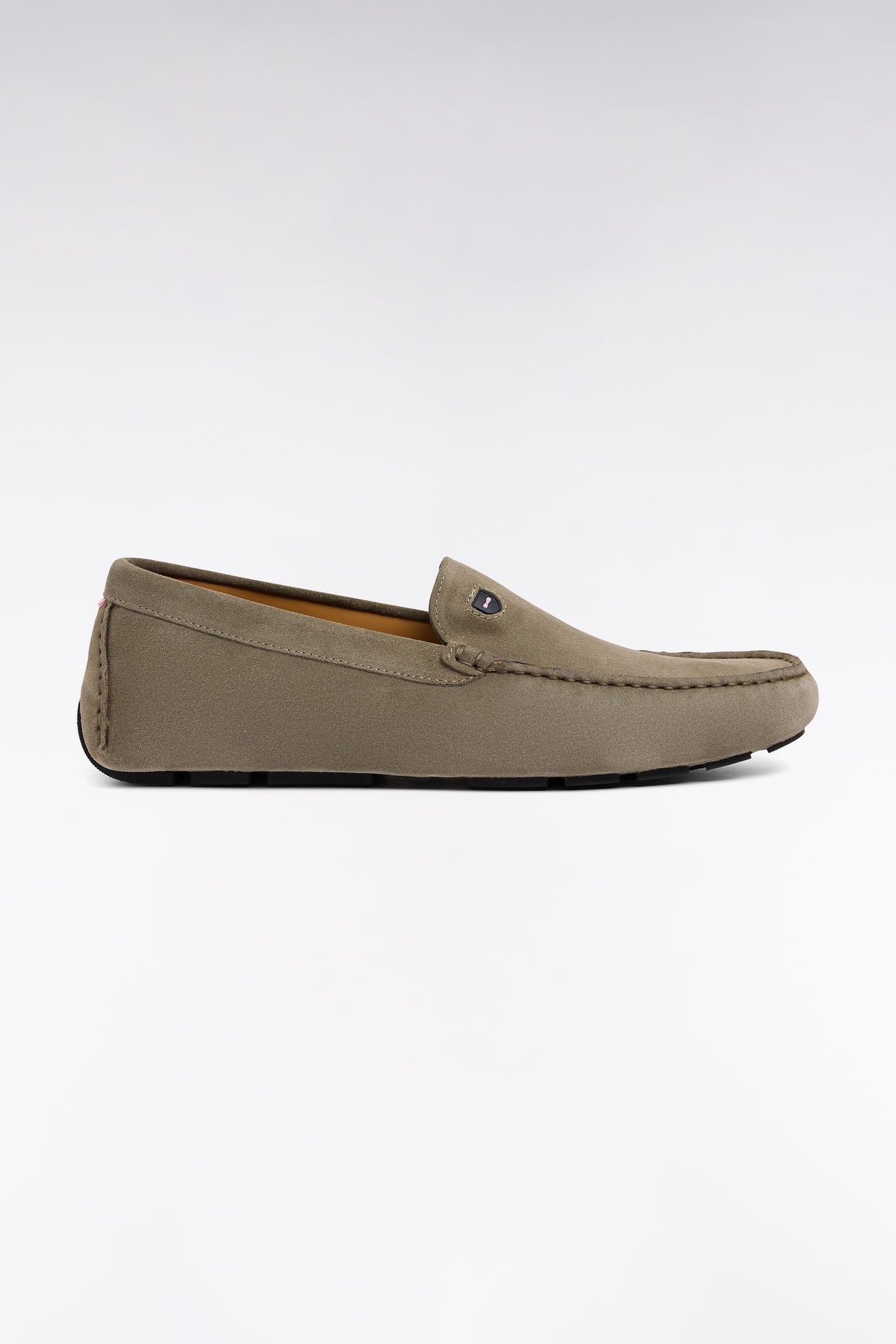 Khaki suede leather loafers