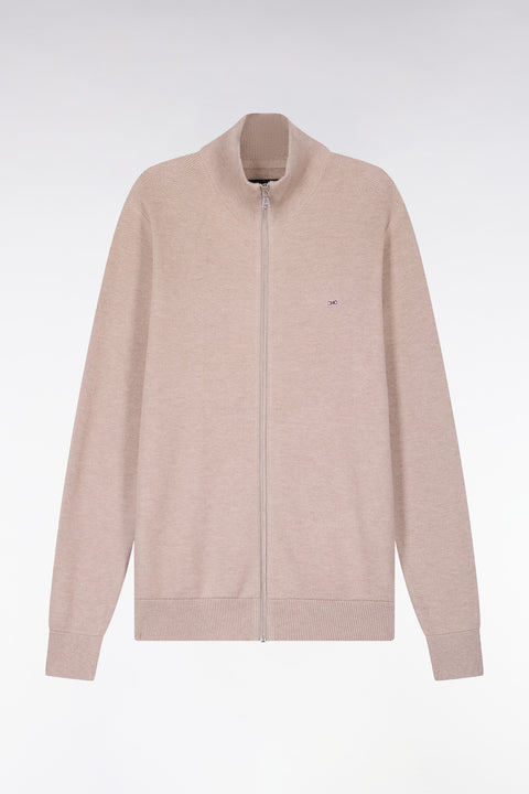 Cardigan zippé en coton beige - Image 2