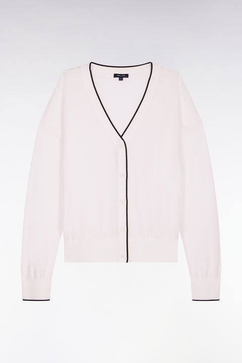 Cardigan boutonné col V blanc - Image 2
