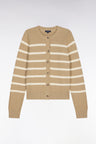 Cardigan marinière en maille tressée beige