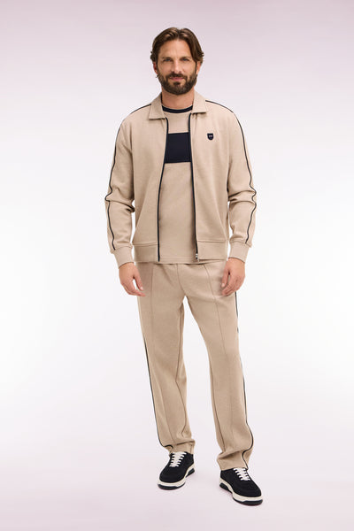 Regular fit beige cotton blend joggers
