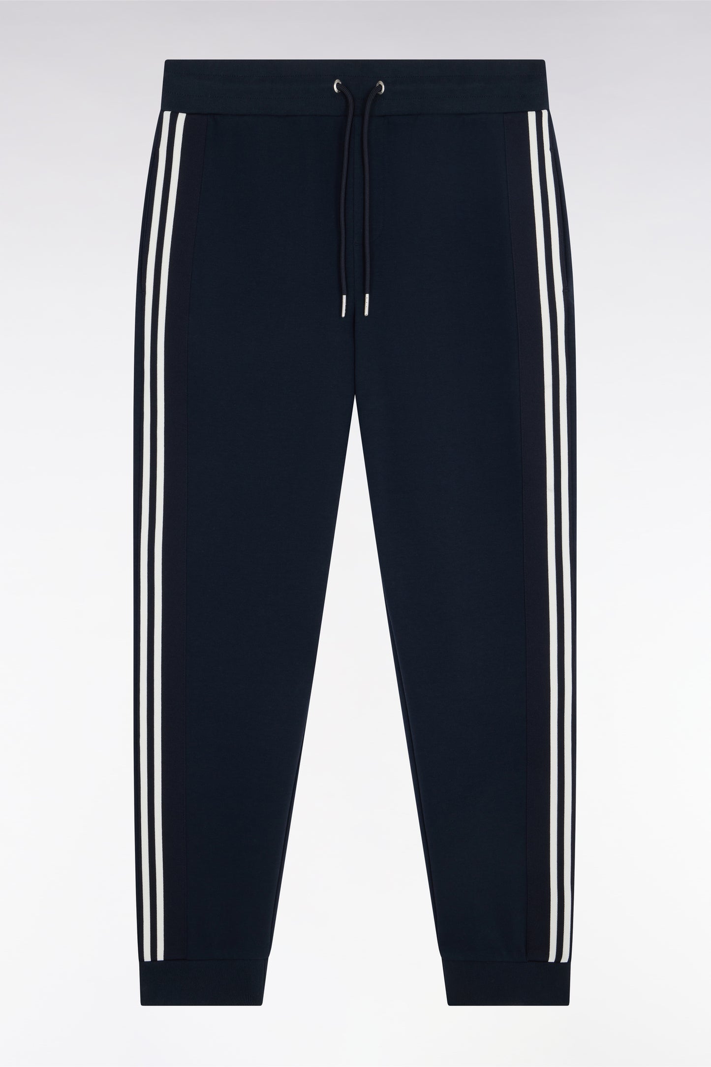 Jogging en coton mélangé marine à découpes contrastées coupe regular