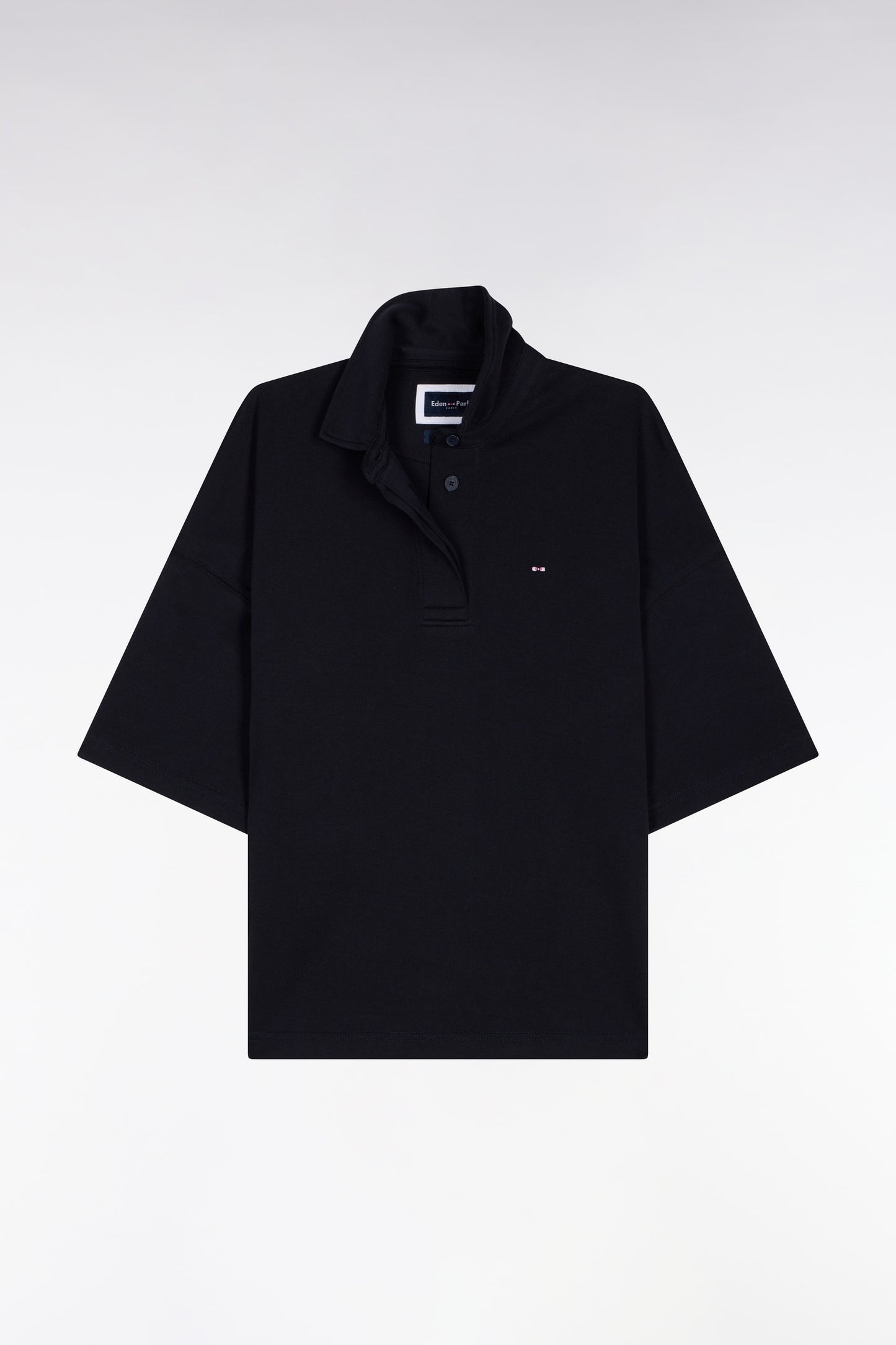 Maillot à manches courtes en coton Pima marine coupe relaxed