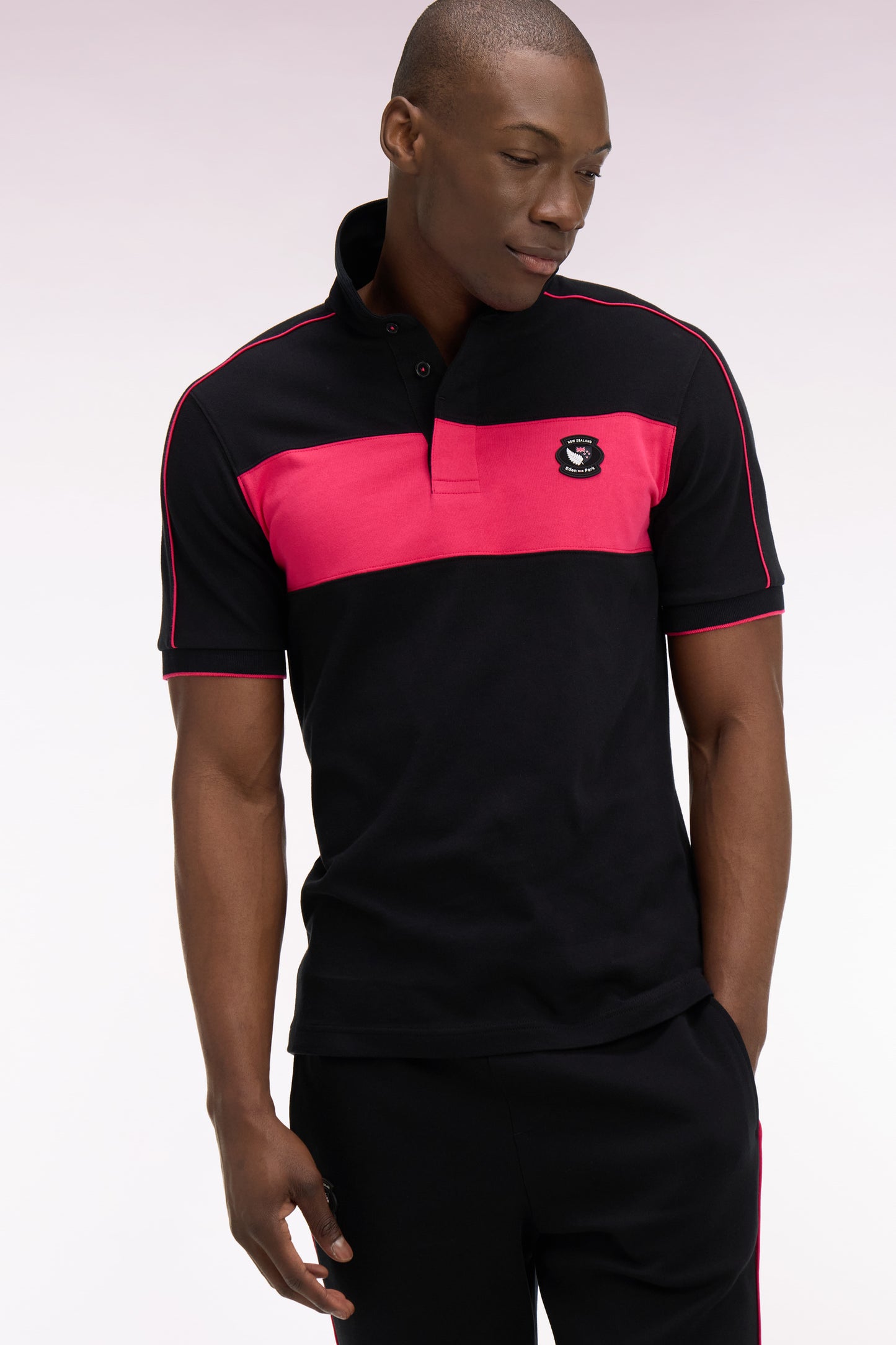 New Zealand short-sleeved jersey in black cotton, regular fit