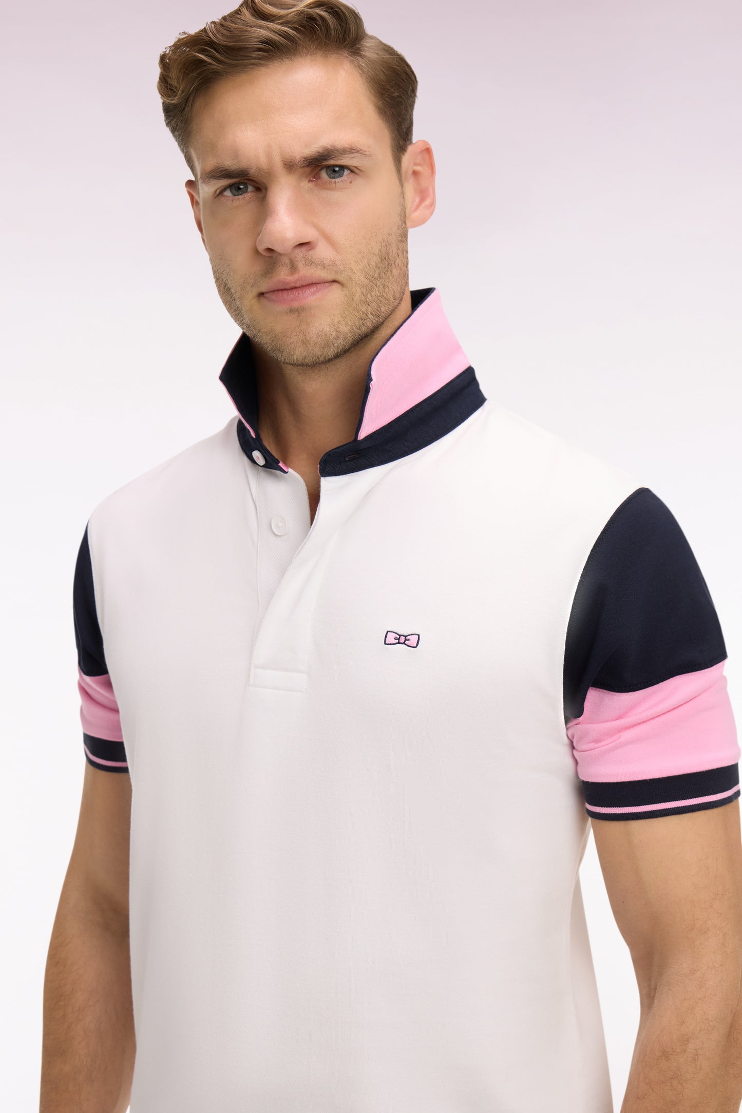 Maillot à manches courtes en coton blanc coupe regular