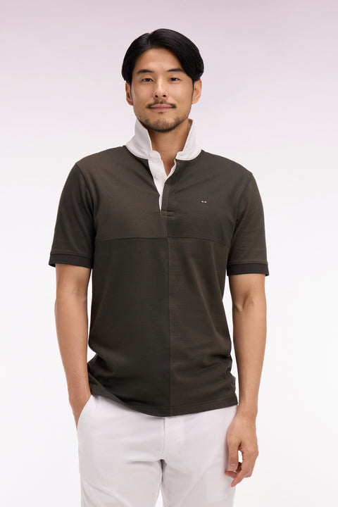 Maillot à manches courtes en coton à cadrans kaki coupe regular - Image 3