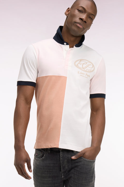 Maillot à manches courtes rose découpes graphiques et broderie coupe regular - Image 1