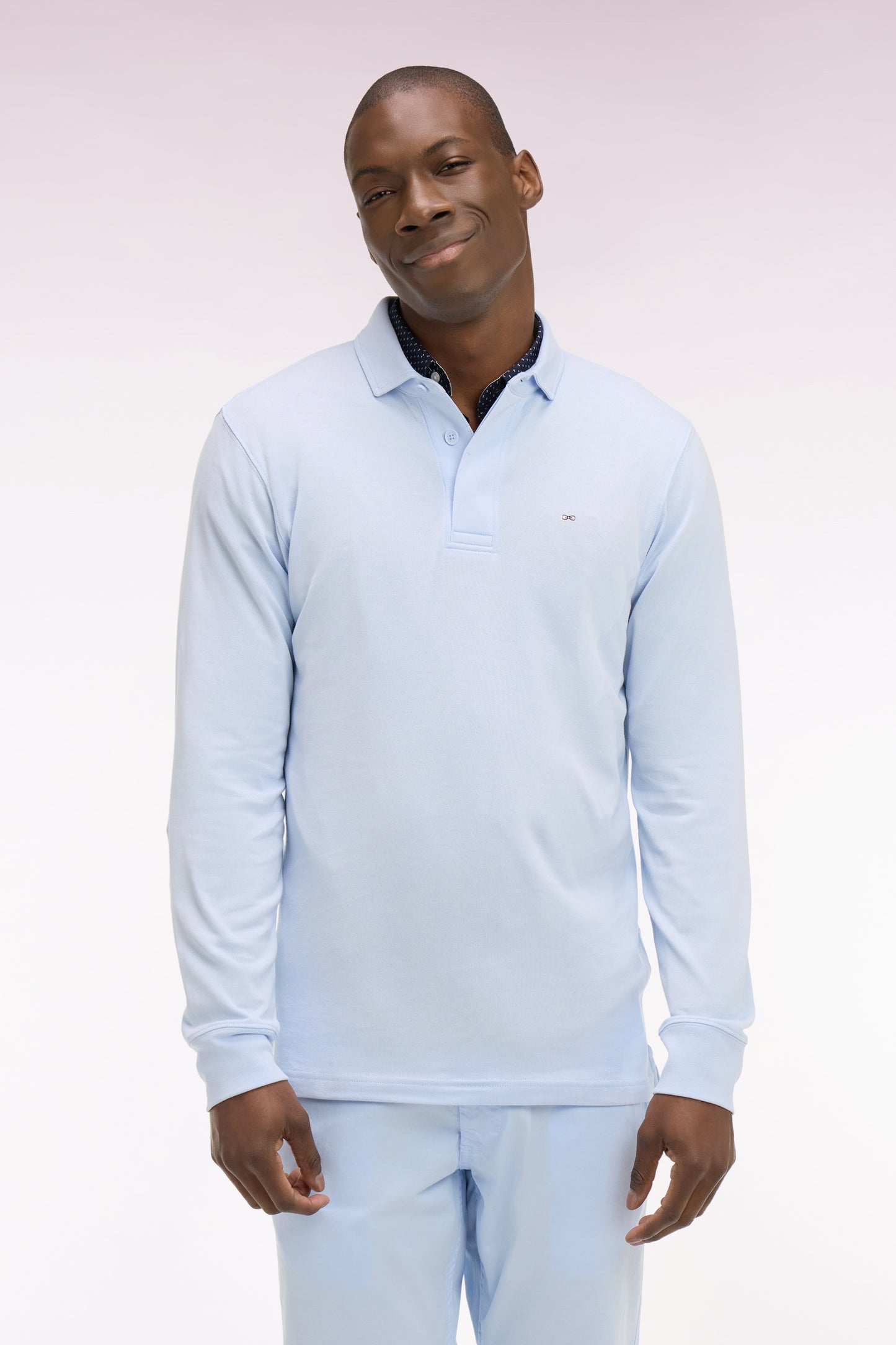 Maillot à manches longues en coton Pima bleu ciel