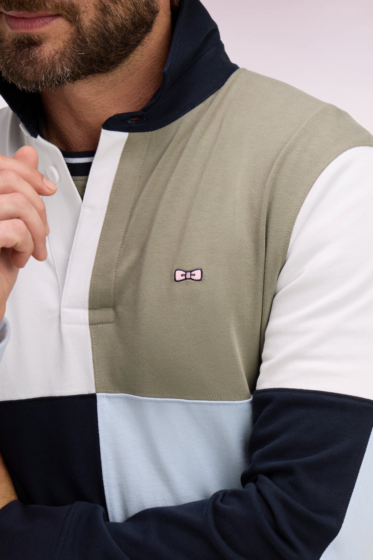 Long-sleeve jersey in sky cotton crossover