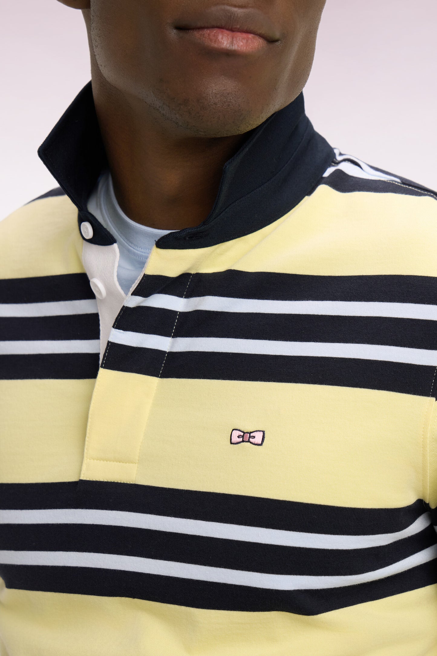 Light Yellow Striped Cotton Long Sleeve Jersey