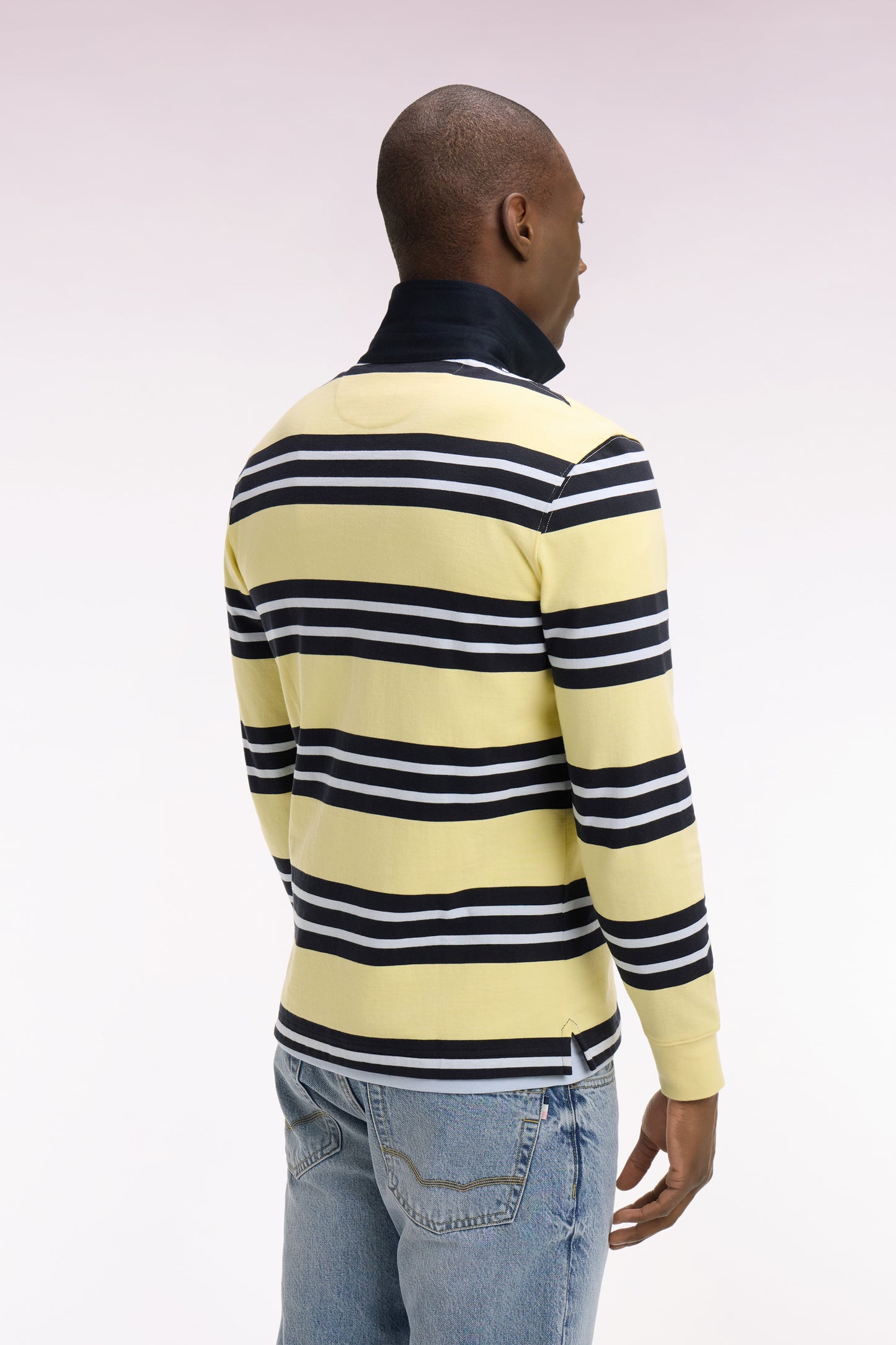Light Yellow Striped Cotton Long Sleeve Jersey