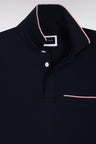 Polo manches courtes en piqué coton stretch marine coupe slim